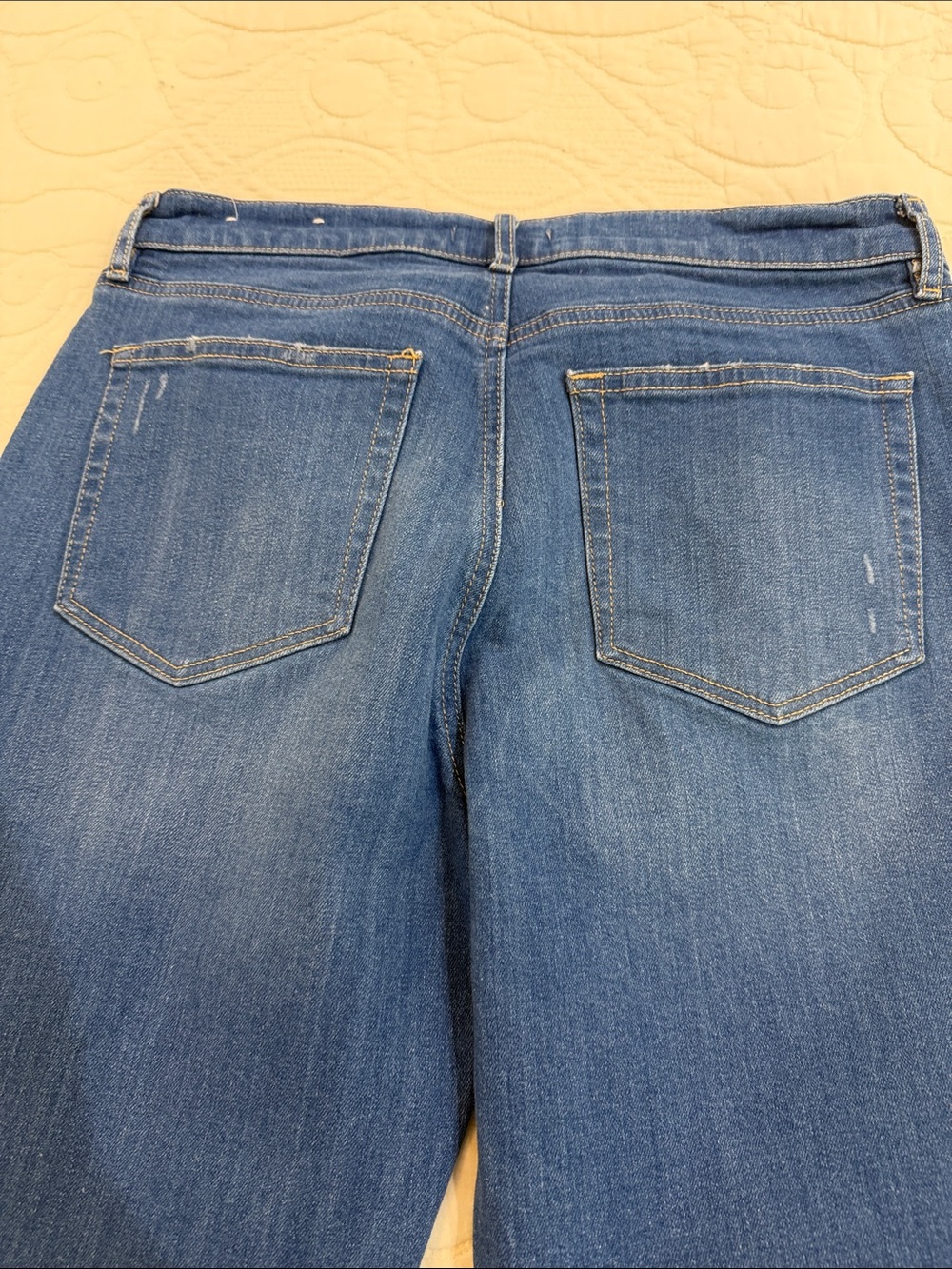 LOFT Dark Blue Boyfriend Jeans with Cuffed Hem - Picture 9 of 13
